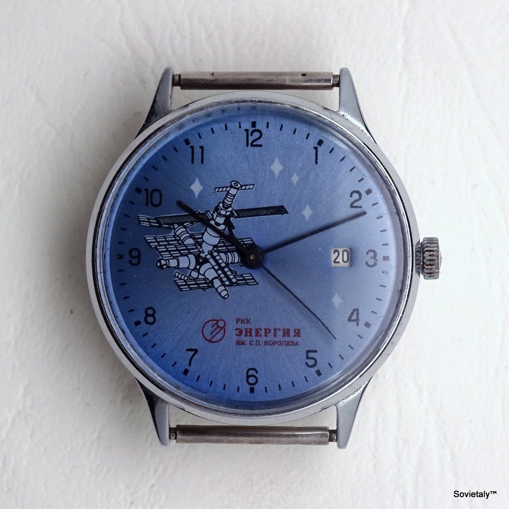 Energia RKK Koroleva Orologio Slava - Orologio commemorativo Mir Slava calibro 2414 in ottone cromato