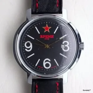 swiss watch Vremia Red Star black dial