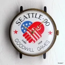 Orologio Zaria dei Goodwill Games del 1990 con logo di cooperazione USA-URSS