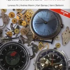 Copertina del libro "Orologi Russi da Collezione" con immagini di orologi e componenti meccanici