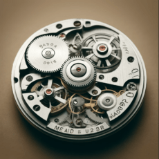 Detailed image of a Soviet-era Poljot 2609 mechanical watch caliber showing intricate mechanical components, gears, and the 'Made in USSR' inscription.